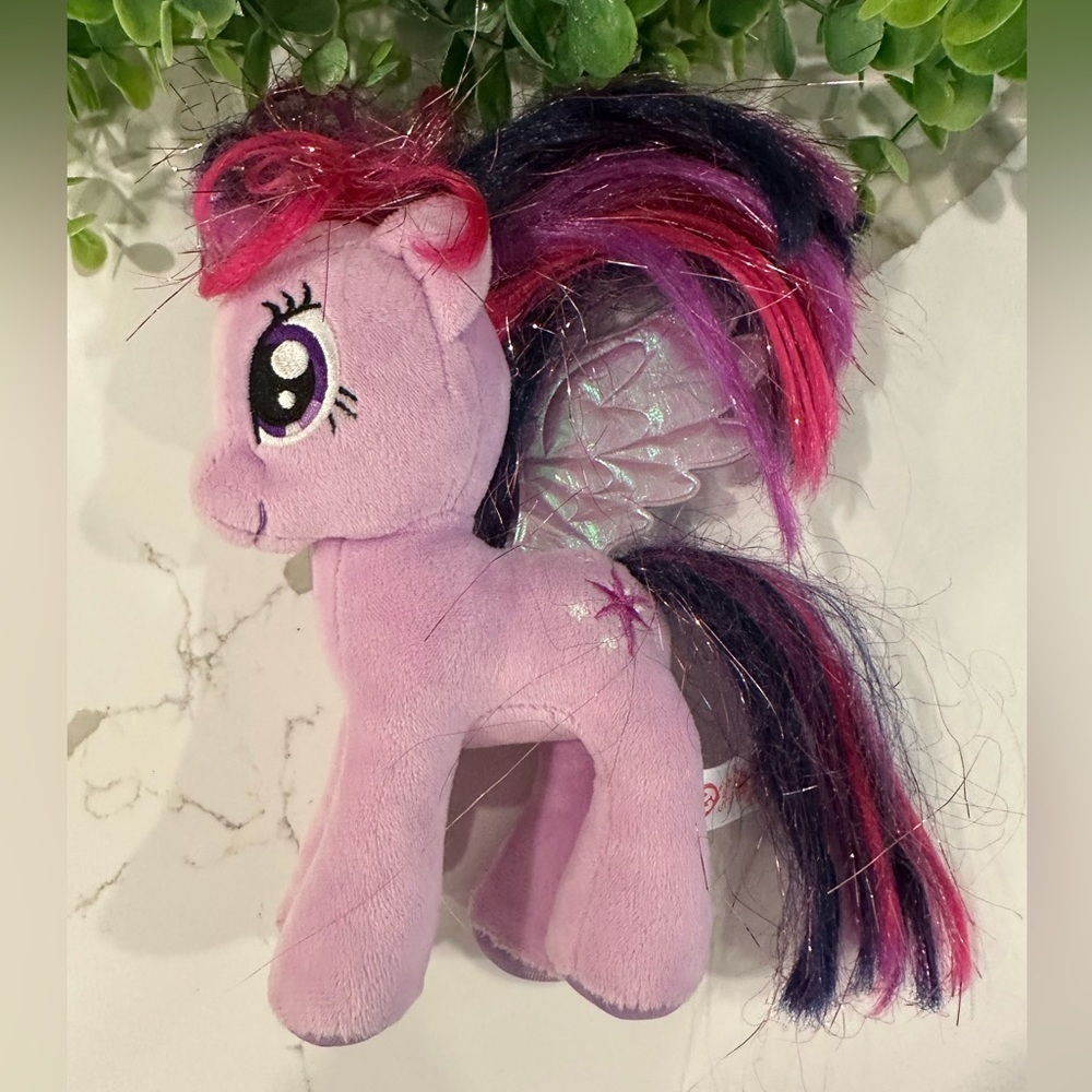 My Little Pony Twilight Sparkle TY Beanie Babies Unicorn Pegasus Purple Plush 7”
